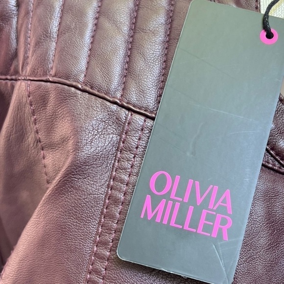 🌻NEW w.tag Olivia Miller Brown Vegan Asymmetrical Zip Moto Biker Jacket Size 2X - Picture 7 of 7